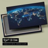 Earth at Night World Map canvas front and rear frame view