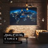 Earth at Night World Map canvas wall art in room setting 4