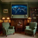 Earth at Night World Map canvas wall art in room setting 7