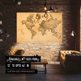 Sepia Antique World Map with Compass canvas wall art in room setting 4