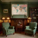 Pastel Political World Map canvas wall art in room setting 7