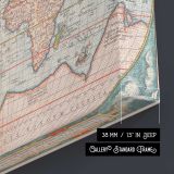 Theatrum Orbis Terrarum World Map canvas texture and wrapped edge closeup