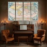 Theatrum Orbis Terrarum World Map canvas wall art in room setting 5