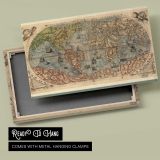 Antique World Map 1565 canvas front and rear frame view