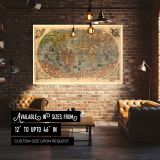 Antique World Map 1565 canvas wall art in room setting 4