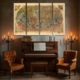 Antique World Map 1565 canvas wall art in room setting 5