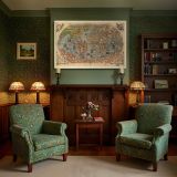 Antique World Map 1565 canvas wall art in room setting 7