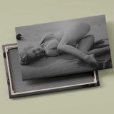 Marilyn Monroe Reclining Black and White Portrait canvas front and rear frame view