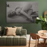 Marilyn Monroe Reclining Black and White Portrait canvas wall art in room setting 4