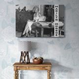 Marilyn Monroe Seated at a Table canvas wall art in room setting 7