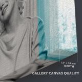 Marilyn Monroe Smiling Turquoise Portrait canvas texture and wrapped edge closeup