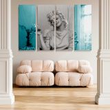 Marilyn Monroe Smiling Turquoise Portrait canvas wall art in room setting 5