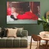 Marilyn Monroe Reclining in a Red Dress canvas wall art in room setting 4
