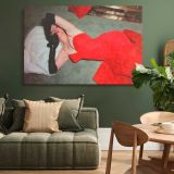 Marilyn Monroe Red Dress and Telephone canvas wall art in room setting 4