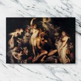 Titania and Bottom canvas artwork displayed on a marble background