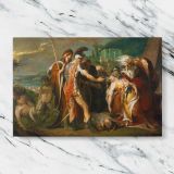 King Lear Weeping over the Dead Body of Cordelia canvas artwork displayed on a marble background
