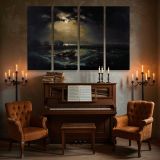 Fishermen at Sea canvas wall art in room setting 5
