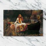 The Lady of Shalott canvas artwork displayed on a marble background