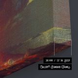 Vesuvius in Eruption canvas texture and wrapped edge closeup