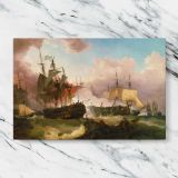 The Battle of Camperdown canvas artwork displayed on a marble background
