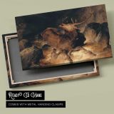 Deer and Deer Hounds in a Mountain Torrent canvas front and rear frame view