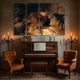 Deer and Deer Hounds in a Mountain Torrent canvas wall art in room setting 5
