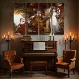 Three Ladies Adorning a Term of Hymen canvas wall art in room setting 5
