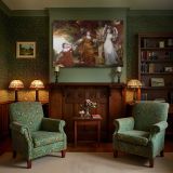 Three Ladies Adorning a Term of Hymen canvas wall art in room setting 7