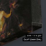 Satan Sin and Death canvas texture and wrapped edge closeup