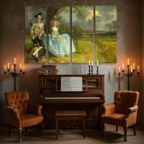 Country Couple beneath an Oak Tree canvas wall art in room setting 5