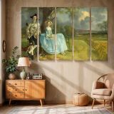 Country Couple beneath an Oak Tree canvas wall art in room setting 6