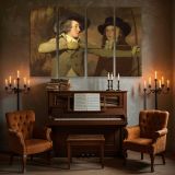 Two Young Men with a Drawing Board canvas wall art in room setting 5