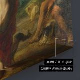 Classical Figures in a Mythological Garden canvas texture and wrapped edge closeup