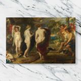 Classical Figures in a Mythological Garden canvas artwork displayed on a marble background