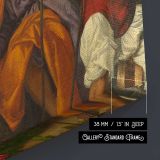 Holy Family in a Mountain Landscape canvas texture and wrapped edge closeup