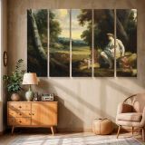 Classical Woman and Cherubs beside a Stream canvas wall art in room setting 6