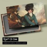 Cavalry Officer beside a Chestnut Horse canvas front and rear frame view