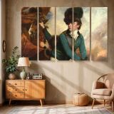 Cavalry Officer beside a Chestnut Horse canvas wall art in room setting 6