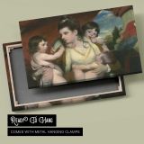 Mother and Children beneath a Red Parasol canvas front and rear frame view