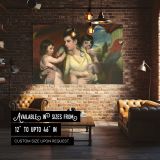 Mother and Children beneath a Red Parasol canvas wall art in room setting 4