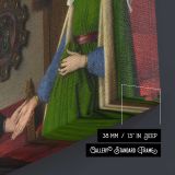 Renaissance Couple in a Domestic Interior canvas texture and wrapped edge closeup