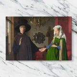 Renaissance Couple in a Domestic Interior canvas artwork displayed on a marble background