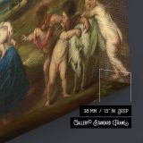 Women and Cherubs in a Classical Garden canvas texture and wrapped edge closeup