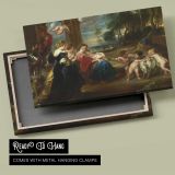 Women and Cherubs in a Classical Garden canvas front and rear frame view