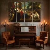 Women and Cherubs in a Classical Garden canvas wall art in room setting 5