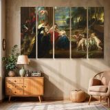 Women and Cherubs in a Classical Garden canvas wall art in room setting 6