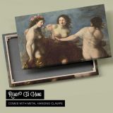 Three Classical Women with Flowers canvas front and rear frame view