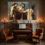 Three Classical Women with Flowers canvas wall art in room setting 5
