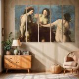 Three Classical Women with Flowers canvas wall art in room setting 6