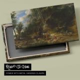 Wooded Landscape with Travellers and Horses canvas front and rear frame view
